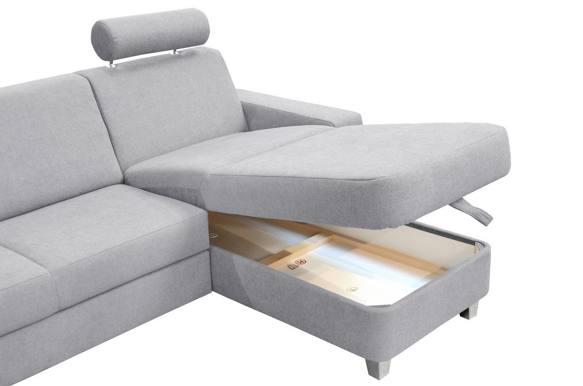 SAROKKANAPÉ textil szürke  - króm/szürke, Basics, textil (228/165cm) - Xora