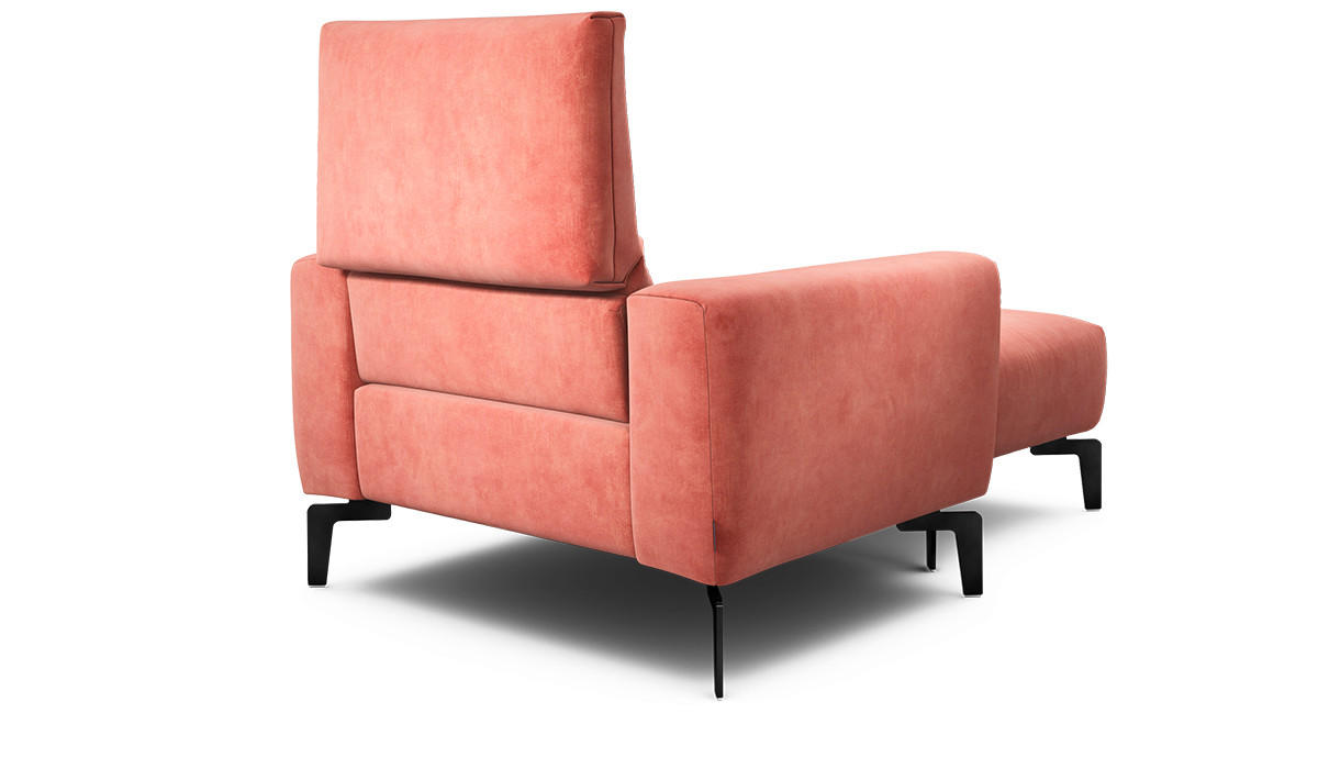 Sessel inkl. Hocker Samt    - Schwarz/Rosa, Design, Textil/Metall (110/85/86-94cm) - SENSOO