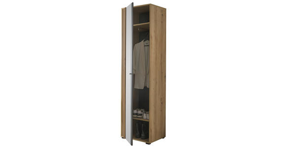 GARDEROBENSCHRANK 57/195/38 cm  - Schwarz/Eiche Artisan, Design, Glas/Holzwerkstoff (57/195/38cm) - Carryhome