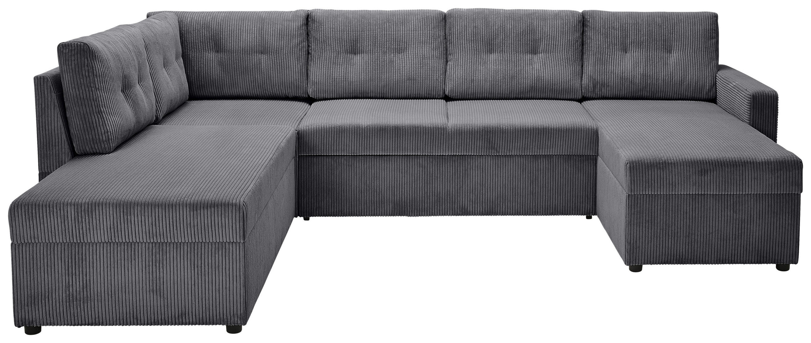 WOHNLANDSCHAFT Anthrazit Cord  - Anthrazit/Schwarz, KONVENTIONELL, Kunststoff/Textil (212/293/155cm) - Ti'me