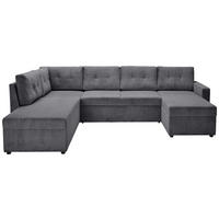 WOHNLANDSCHAFT in Cord Anthrazit  - Anthrazit/Schwarz, Konventionell, Kunststoff/Textil (155/293/126cm) - Ti'me