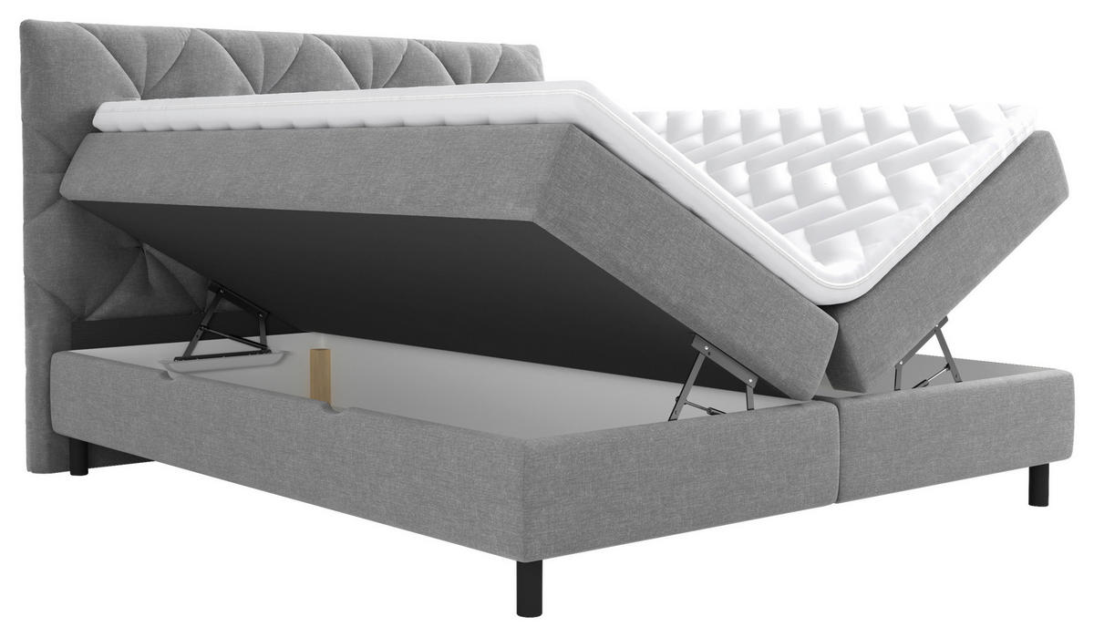 POSTELJA Z VZMETNICO 180 cm   x 200 cm  , tekstil siva  - črna/siva, Design, umetna masa/tekstil (180/200cm) - Esposa