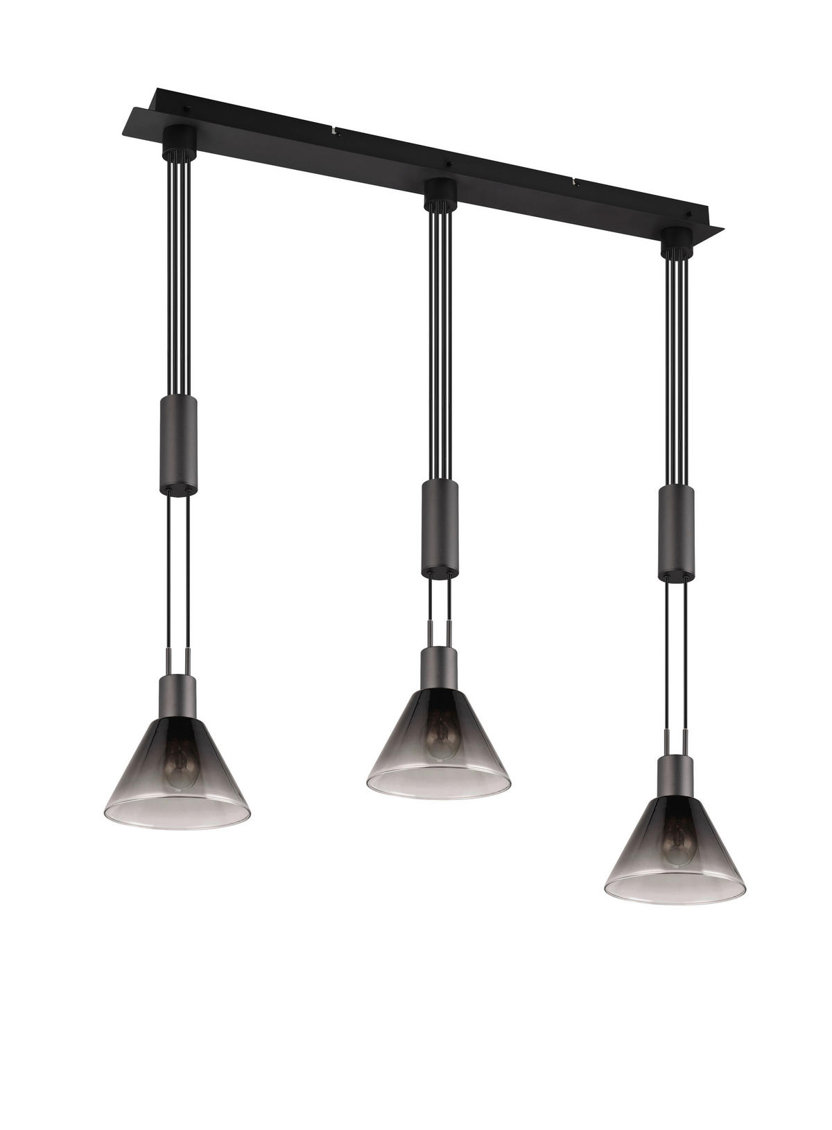 HÄNGLAMPA Stanley 95/19/160 cm  - grå/svart, Design, metall/glas (95/19/160cm) - Trio Leuchten