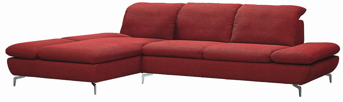 ECKSOFA Chenille Rot  - Silberfarben/Rot, Design, Textil/Metall (200/315cm) - Chilliano