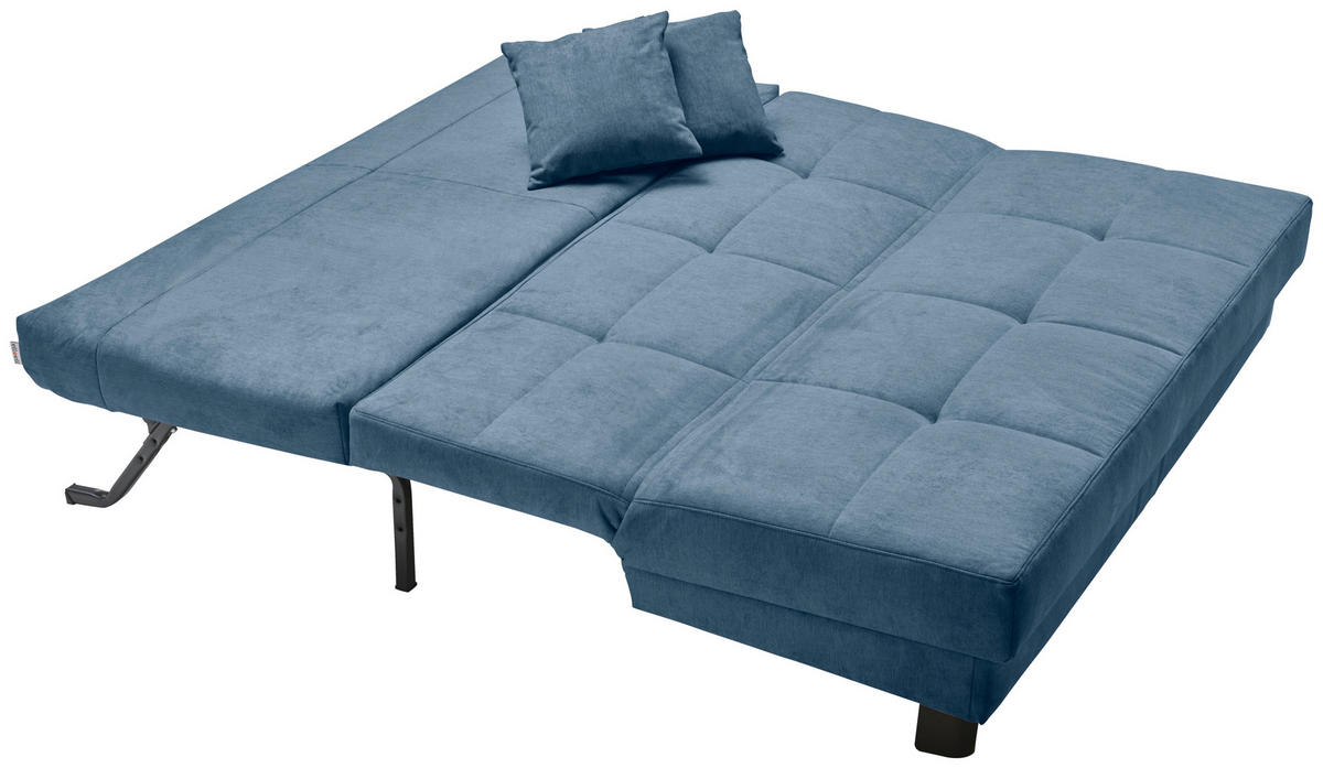 SCHLAFSOFA Mikrovelours Blau  - Blau/Schwarz, KONVENTIONELL, Textil/Metall (185/85/100cm) - Carryhome