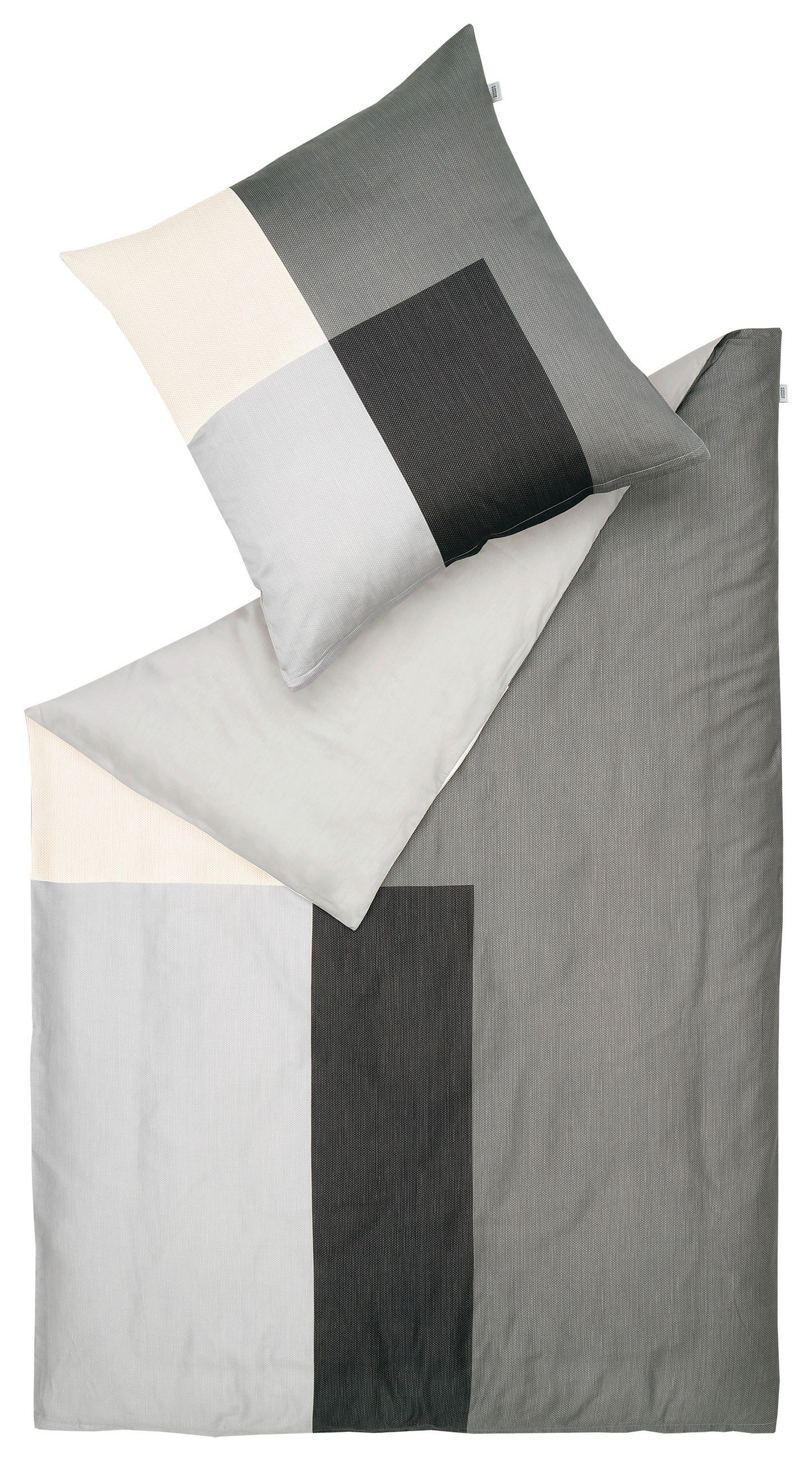 POSTELJINA SILENT LIVING 140/200 cm saten siva, crna, bela, svetlosiva  - siva/bela, Osnovno, tekstil (140/200cm) - Schöner Wohnen