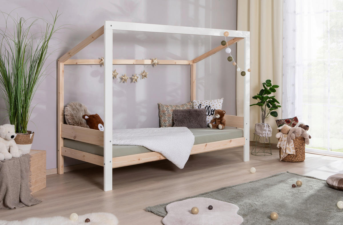 BODENBETT Naturfarben, Weiß  - Naturfarben/Weiß, MODERN, Holz/Textil (90/200cm) - MID.YOU