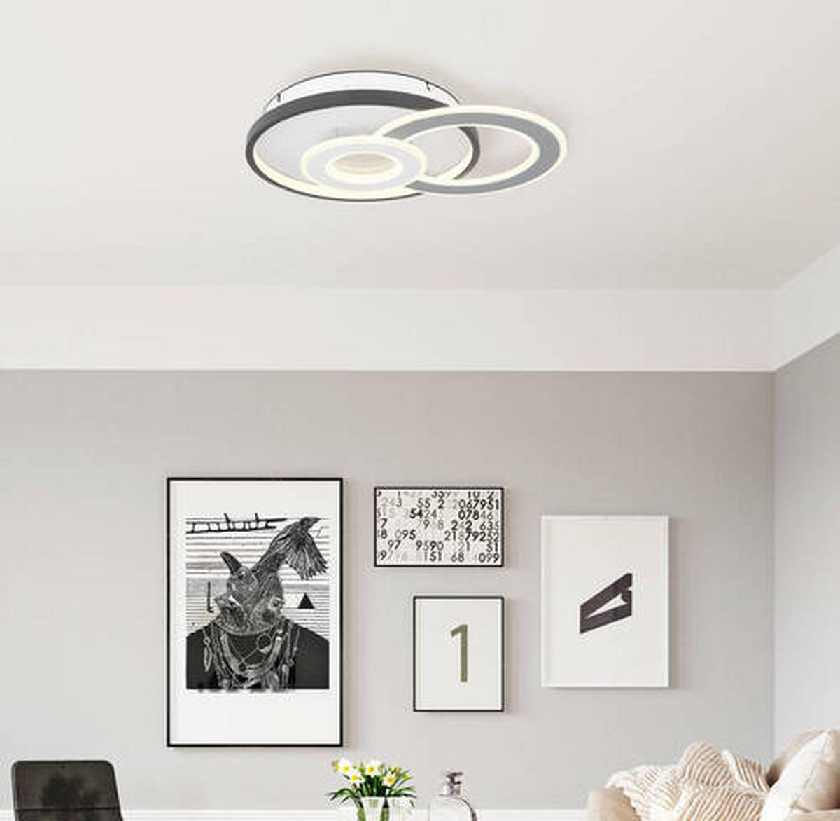 DECKENLEUCHTE 36 W    49/36/8 cm  - Weiss/Transparent, Trend, Kunststoff/Metall (49/36/8cm) - Globo