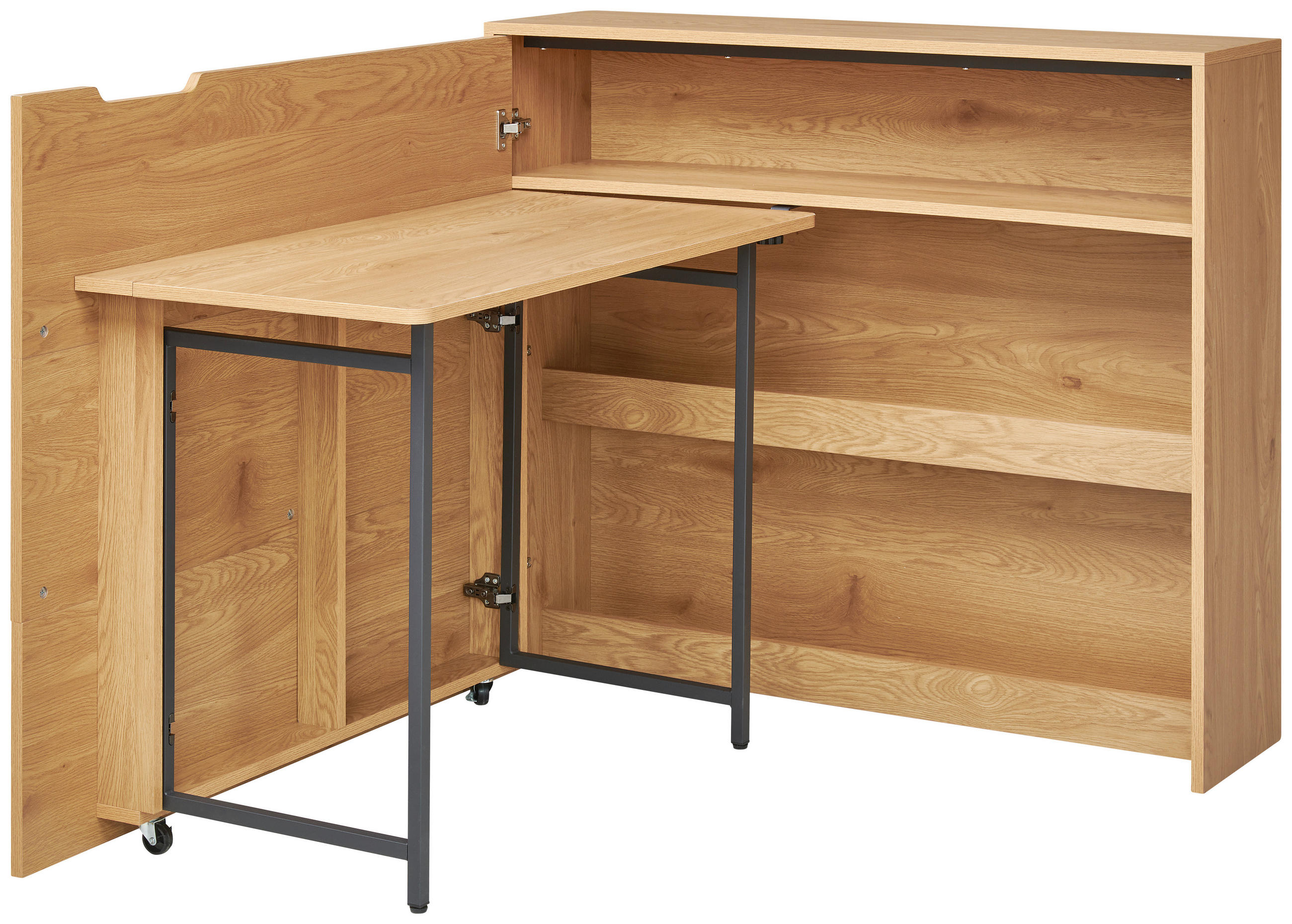 PÍSACÍ STÔL, čierna, farba duba, 115/100/30 cm - čierna/farba duba, Modern, kov/kompozitné drevo (115/100/30cm) - MID.YOU