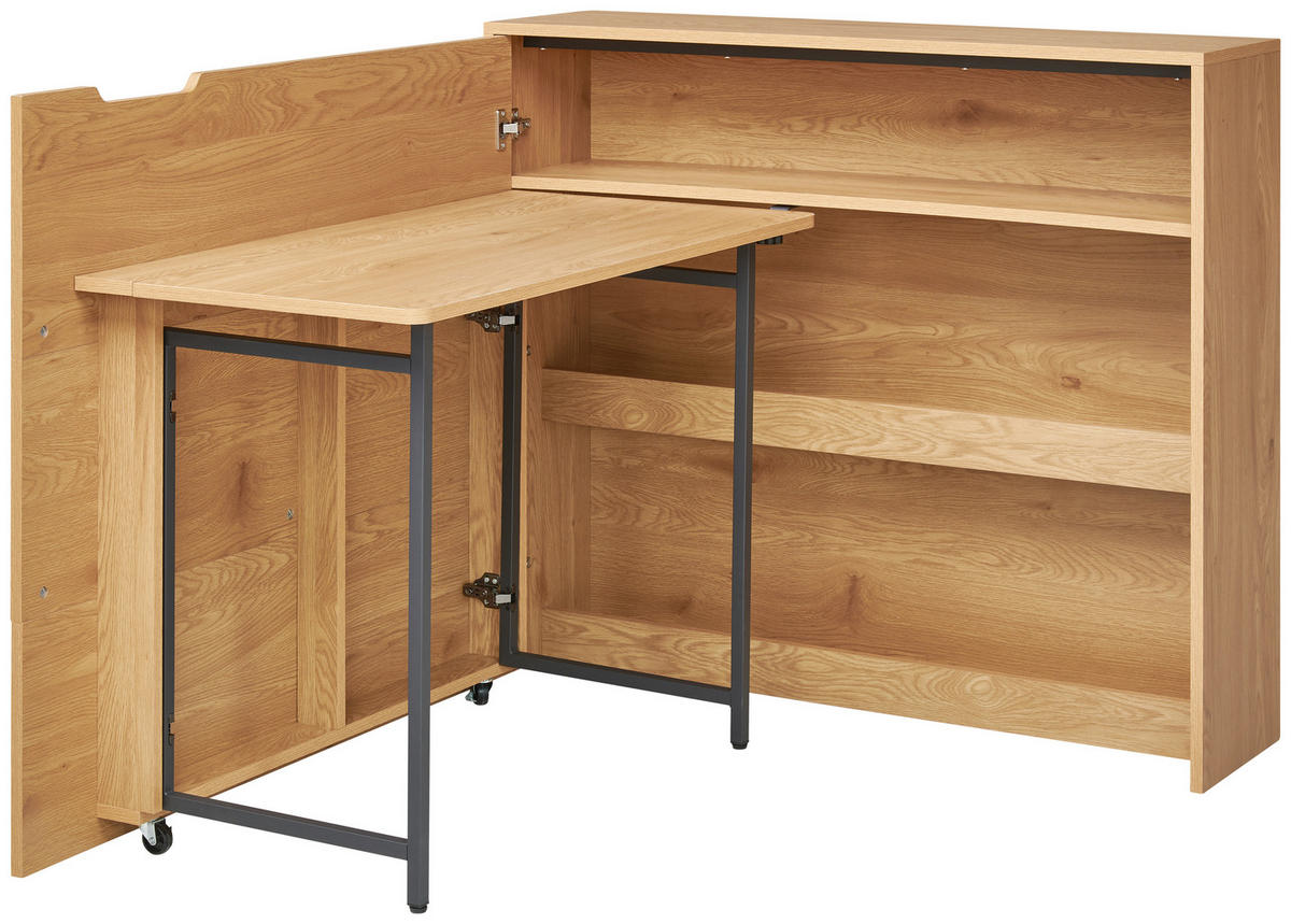 SCHREIBTISCH  Schwarz, Eichefarben  - Eichefarben/Schwarz, MODERN, Holzwerkstoff/Metall (115/100/30cm) - MID.YOU