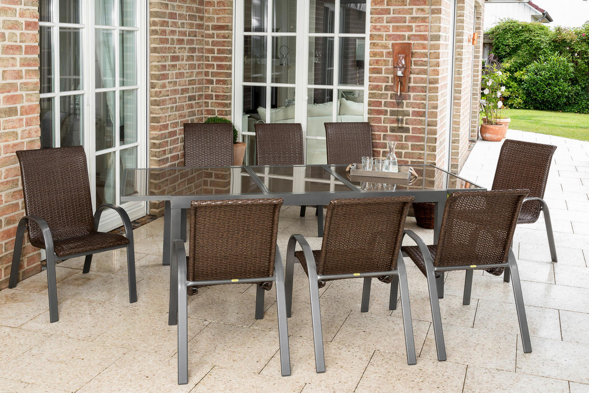 GARTENSET Aluminium  - Graphitfarben/Braun, MODERN, Kunststoff/Metall - Gardenson