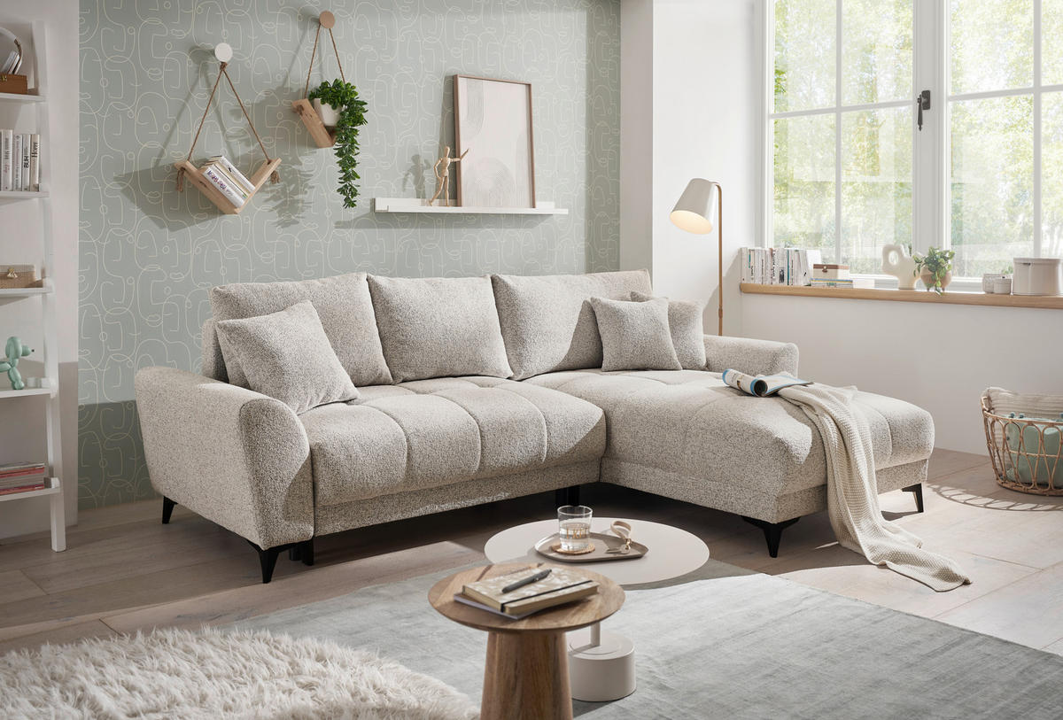 ECKSOFA in Webstoff Hellbraun  281/189 cm  - Hellbraun/Schwarz, MODERN, Kunststoff/Textil (281/189cm) - Carryhome