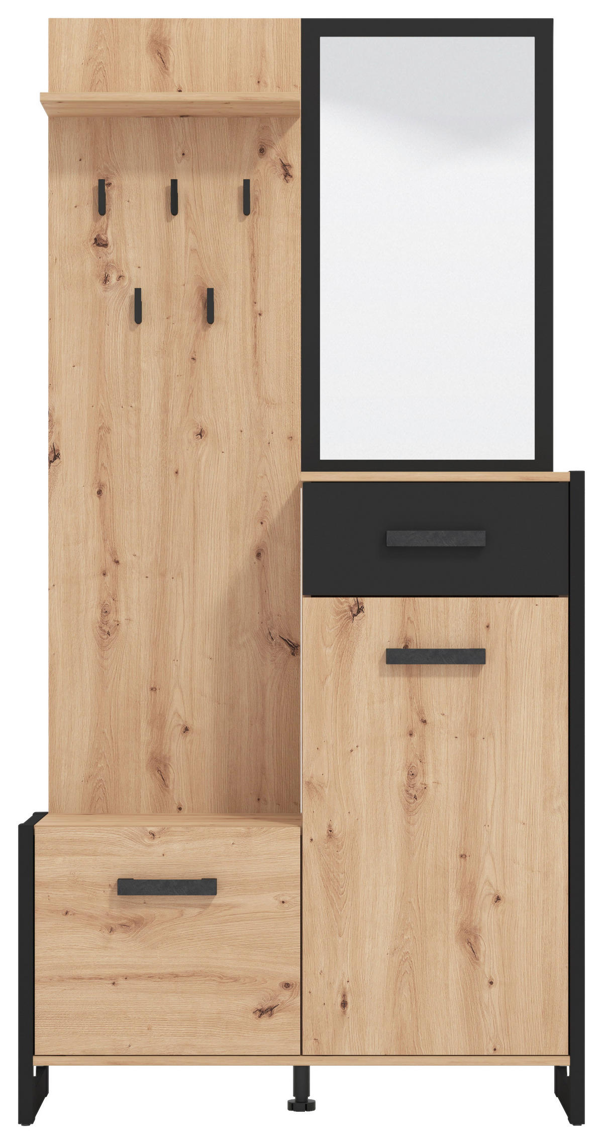 GARDEROBE  in 89,7/190,5/33,2 cm  - Schwarz/Eiche Artisan, MODERN, Holzwerkstoff (89,7/190,5/33,2cm) - Carryhome