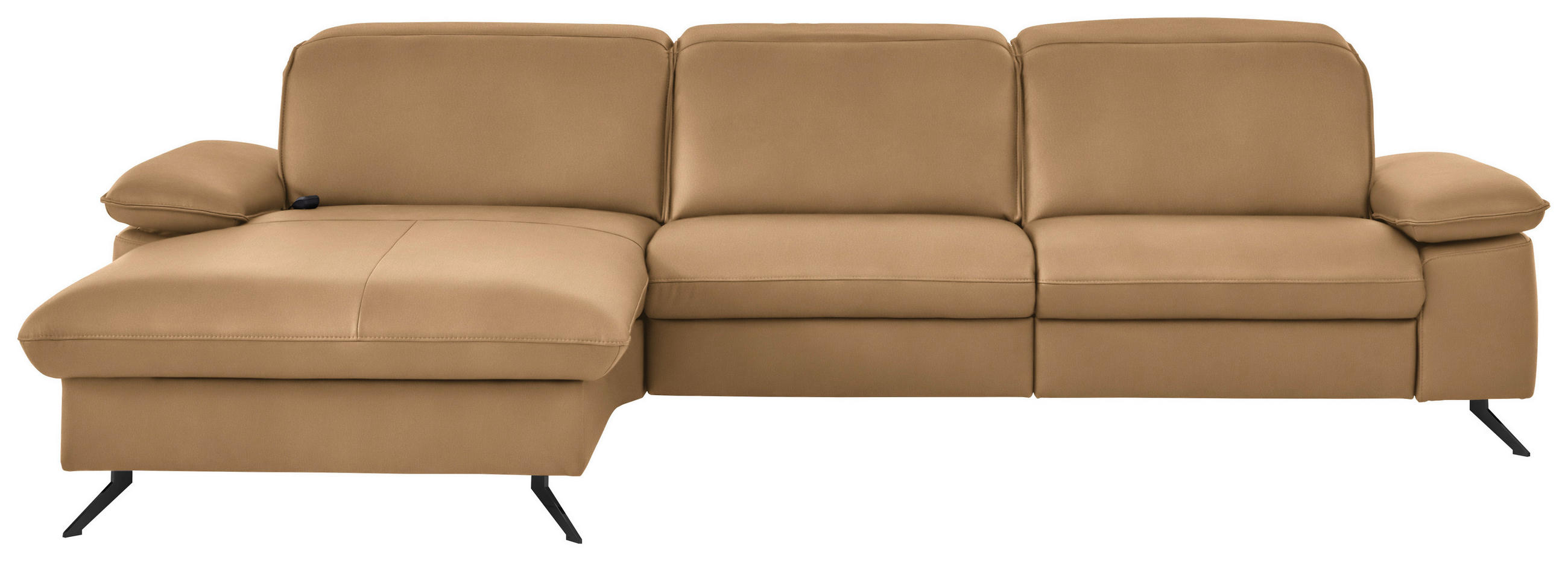 ECKSOFA 169/307 cm Beldomo premium in Echtleder Honig Kopfteilverstellung  169/307 cm  - Schwarz/Honig, Design, Leder/Metall (169/307cm) - Beldomo Premium