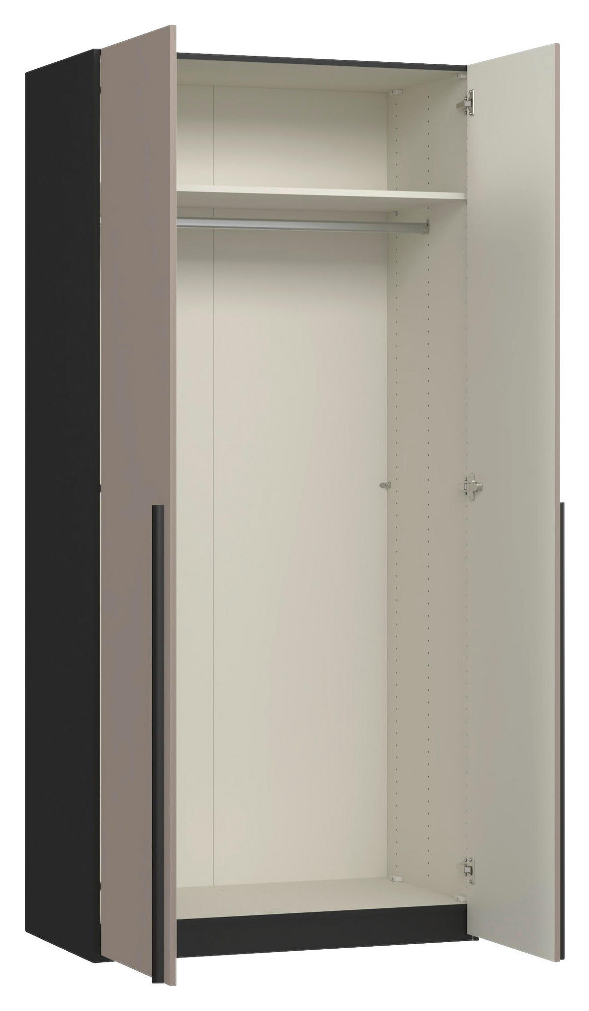 DREHTÜRENSCHRANK 102/220/59 cm,  in Schwarz, Hellbraun, 2-türig  - Hellbraun/Schwarz, Design, Glas/Holzwerkstoff (102/220/59cm) - Jutzler