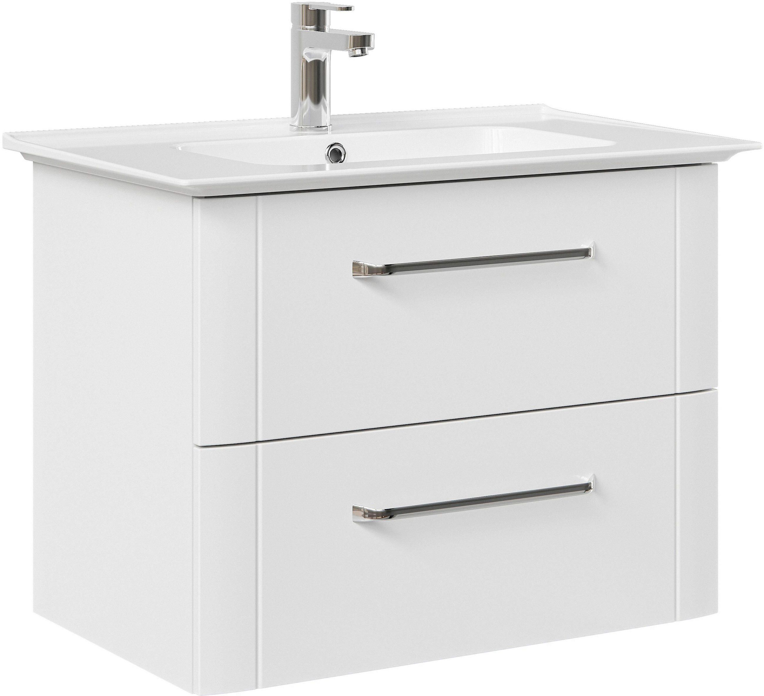 Sadena Waschtischunterschrank Serie 3006 Weiß Hochglanz 72x55x43 cm