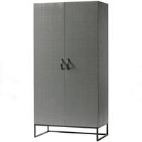 DREHTÜRENSCHRANK 100/195/53 cm 2-türig Grau  - Schwarz/Grau, Design, Leder/Holz (100/195/53cm) - Livetastic