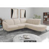 ECKSOFA ZOE E Creme Flachgewebe  - Creme/Schwarz, KONVENTIONELL, Textil/Metall (300/267cm) - Sit & More