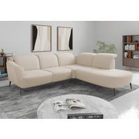 ECKSOFA ZOE E Creme Flachgewebe  - Creme/Schwarz, KONVENTIONELL, Textil/Metall (300/267cm) - Sit & More
