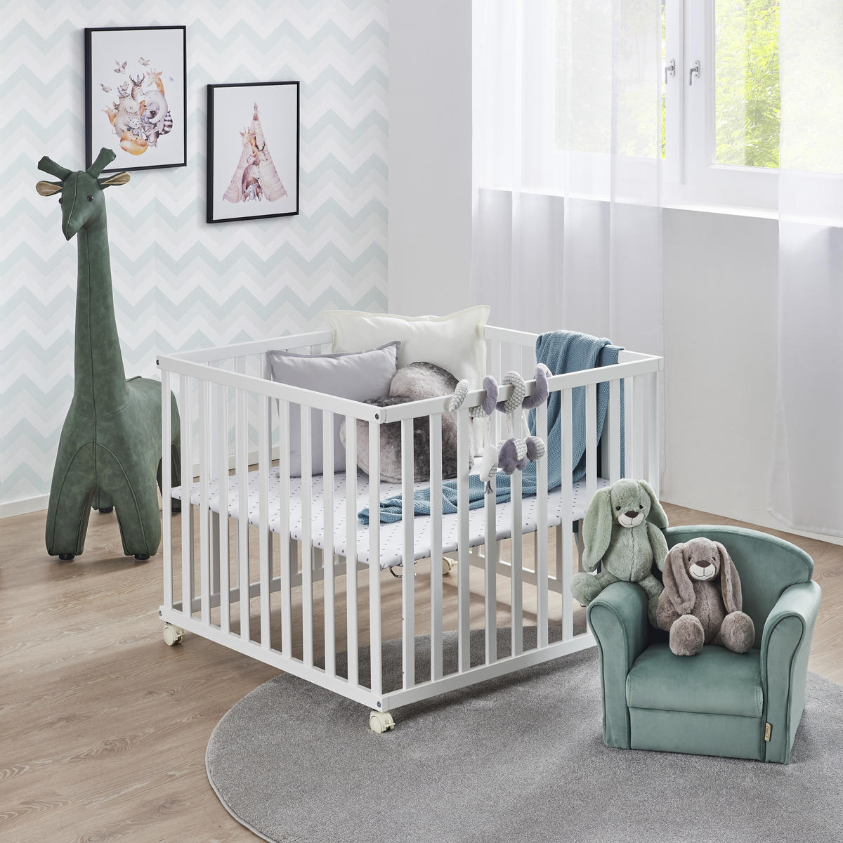 LAUFGITTER  97/97/70 cm  - Weiss, Lifestyle, Holz/Kunststoff (97/97/70cm) - My Baby Lou