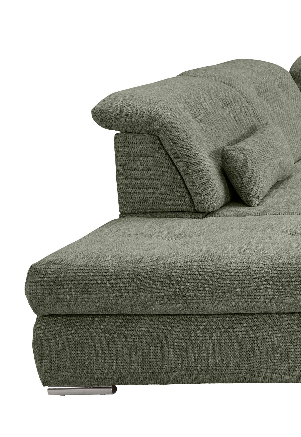 WOHNLANDSCHAFT in Chenille Dunkelgrün  - Chromfarben/Dunkelgrün, Design, Textil/Metall (254/376/195cm) - Livetastic