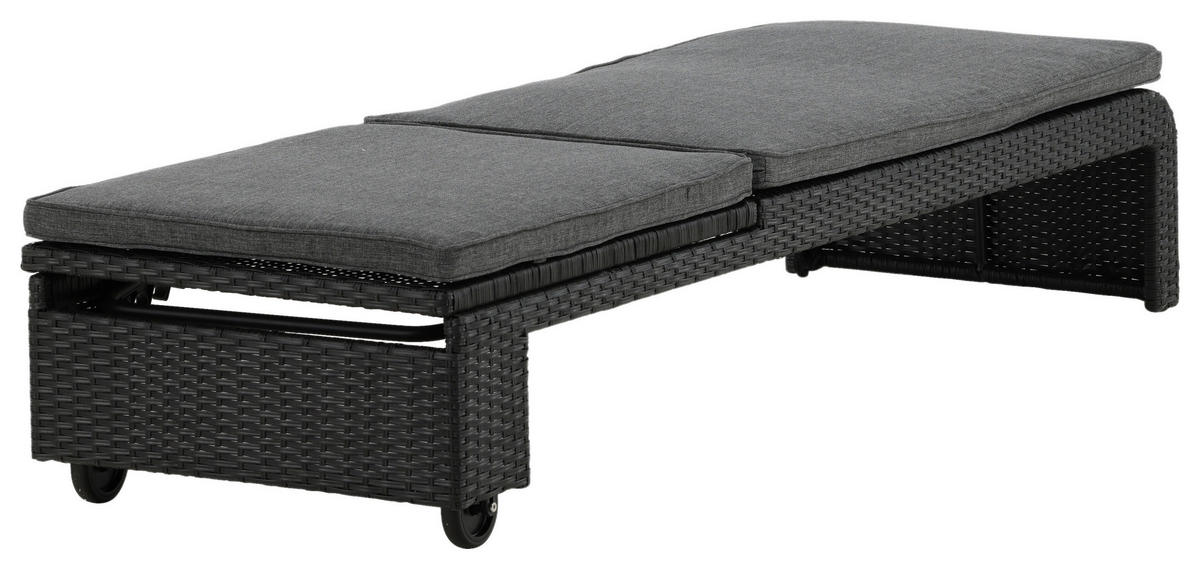 SONNENLIEGE 60/32/196 cm  - Schwarz, KONVENTIONELL, Kunststoff (60/32/196cm) - Gardenson