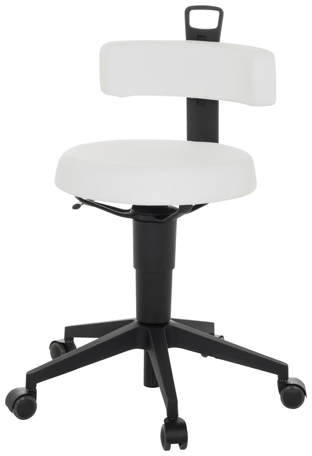 KONTORSPALL  vit  - vit/svart, Basics, läder/plast (40/74-86/46cm) - MID.YOU