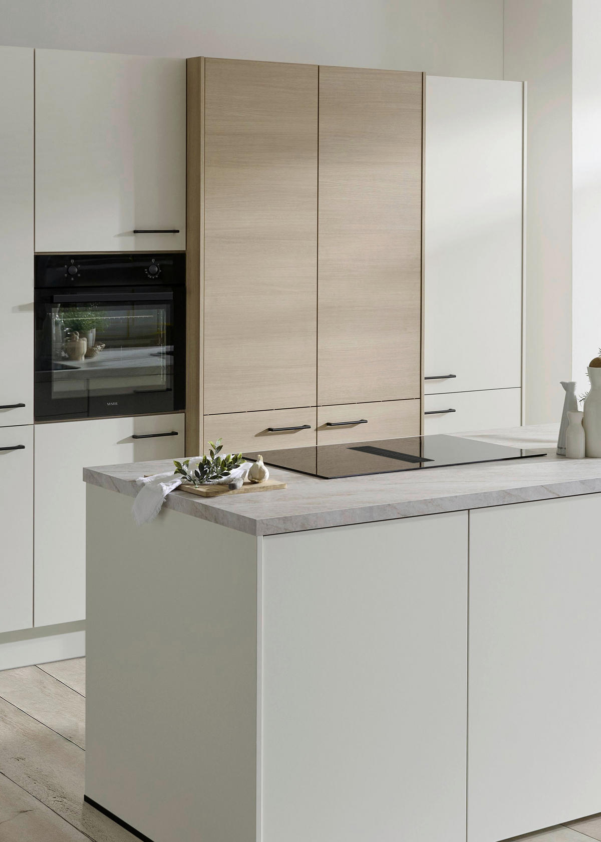 KÜCHENBLOCK VE120 286,4 cm  in Weiß, Eichefarben  - Eichefarben/Beige, Basics, Holzwerkstoff/Metall (286,4cm) - Venda