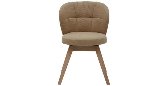 STUHL Kombination Echtleder/Stoff Kerneiche vollmassiv Beige, Eichefarben - Eichefarben/Beige, Design, Leder/Holz (55/84/57cm) - Valnatura
