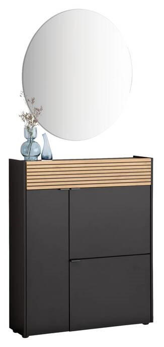 GARDEROBE 2-teilig  in 83/200/22 cm  - Eichefarben/Graphitfarben, Design, Glas/Holzwerkstoff (83/200/22cm) - Voleo