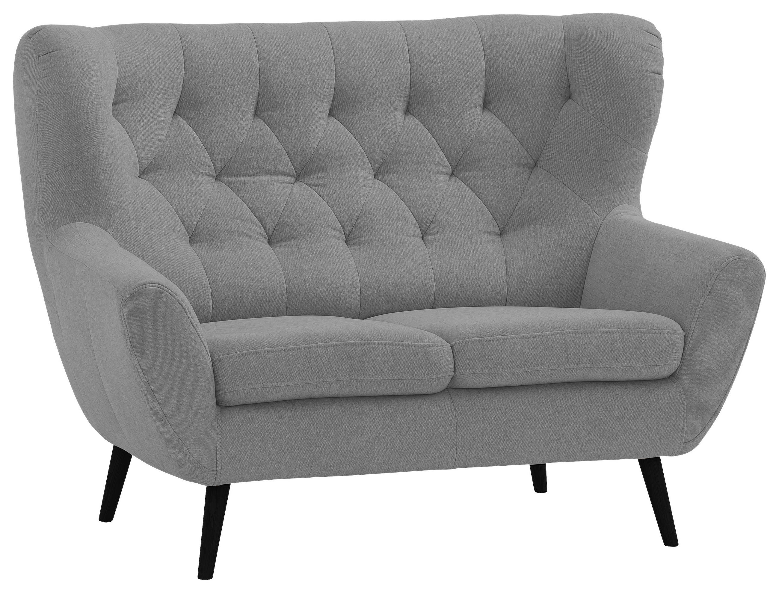 2-SITZER-SOFA Webstoff Grau  - Schwarz/Grau, Design, Holz/Textil (137/101/95cm) - Stylife