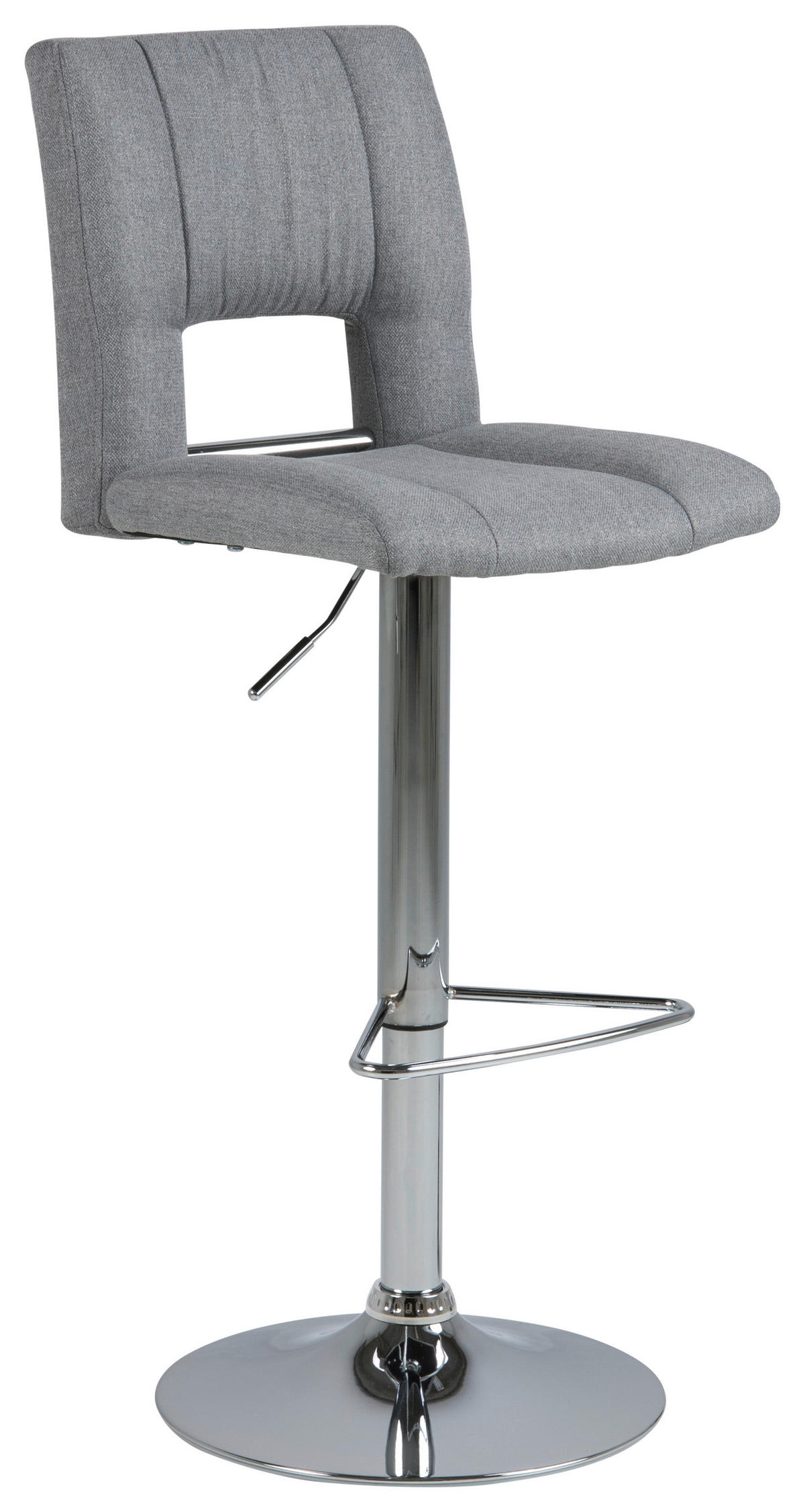 BARSKI STOL, svetlo siva  - barve kroma/svetlo siva, Design, kovina/tekstil (41,5/94-115/52cm) - Carryhome