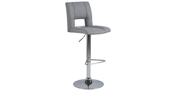 BARHOCKER in Metall, Textil Hellgrau  - Chromfarben/Hellgrau, Design, Textil/Metall (41,5/94-115/52cm) - Carryhome