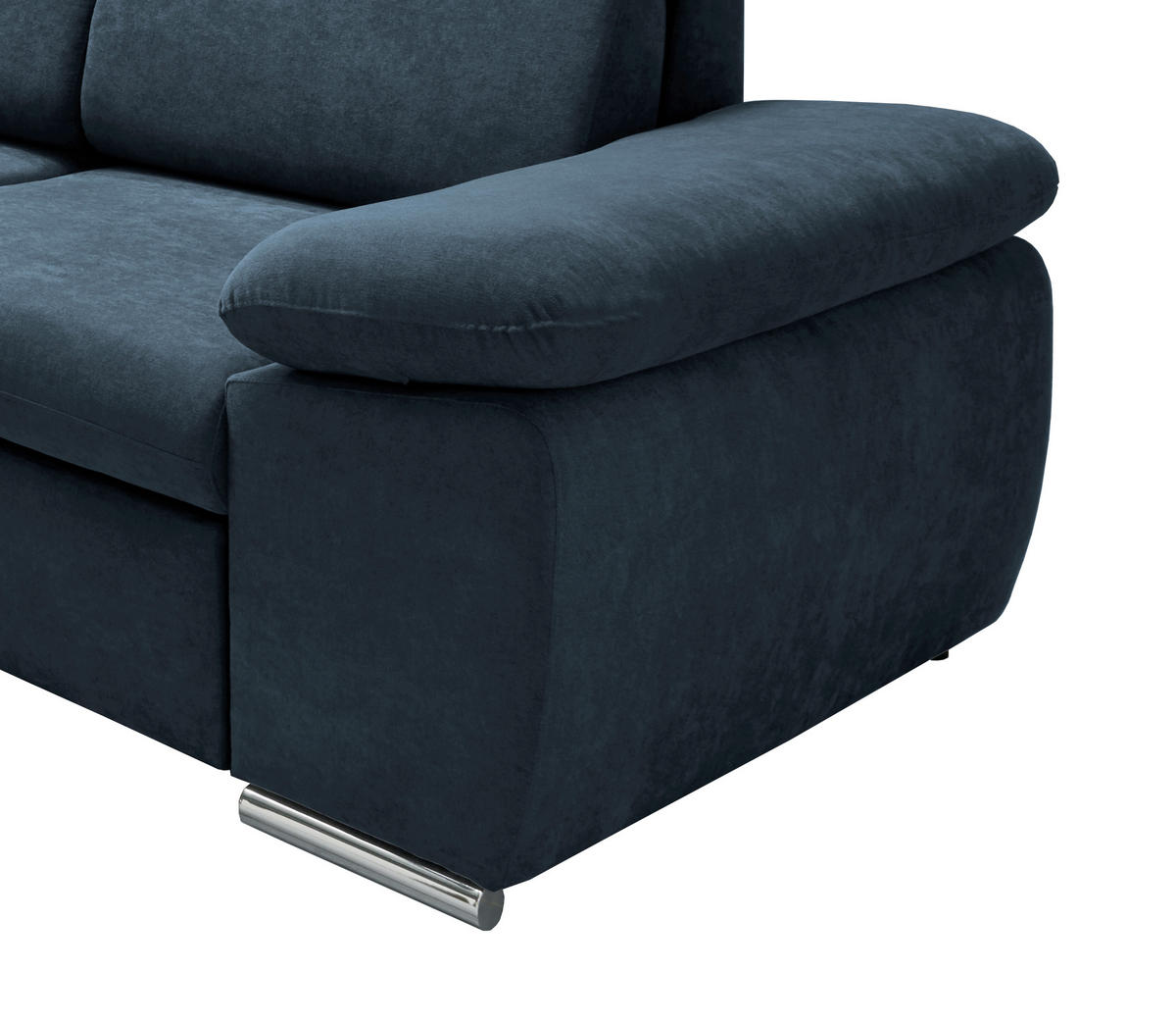 ECKSOFA Dunkelblau Mikrofaser  - Chromfarben/Dunkelblau, Design, Textil/Metall (228/283cm) - Livetastic