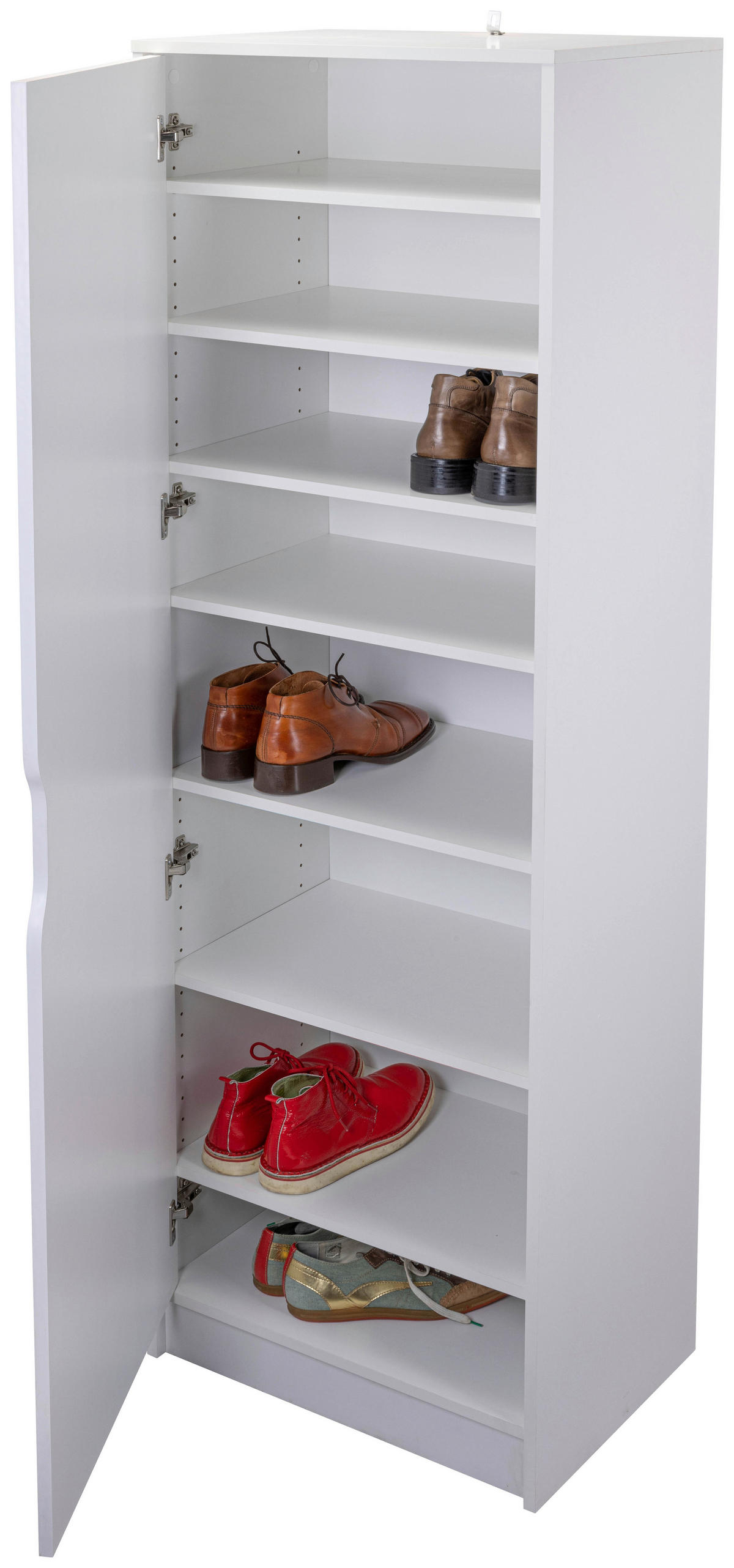 SCHUHSCHRANK Weiß  - Weiß, Design, Glas/Holz (58/190/40cm) - Livetastic