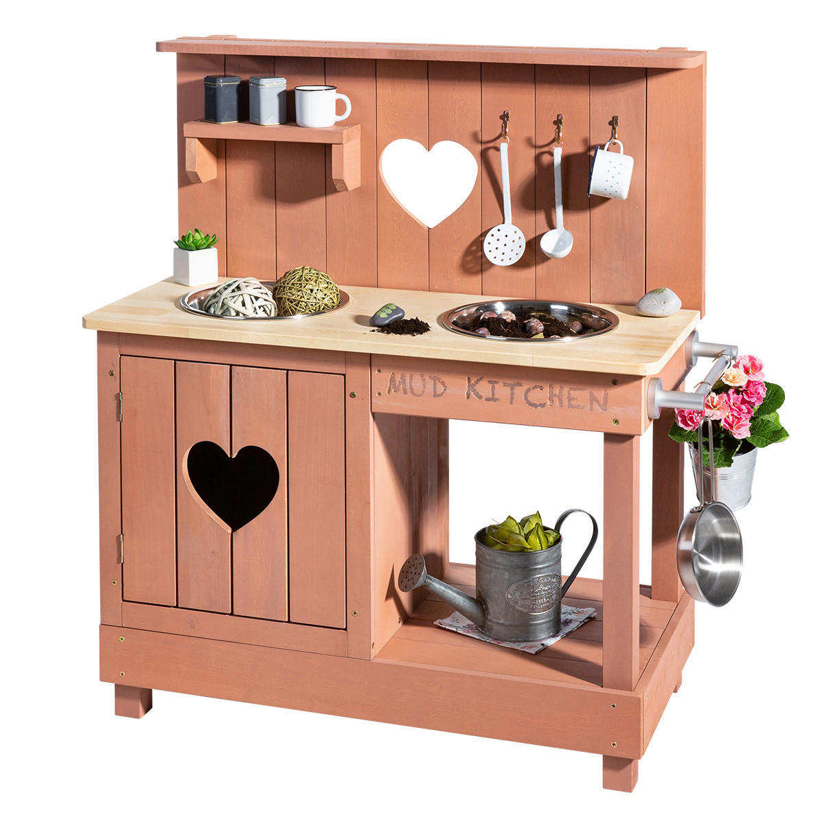 MATSCHKÜCHE ADVENTURER HEART Holz, Metall Rosa  - Rosa, Basics, Holz/Metall (80/40/90cm) - MUDDY BUDDY