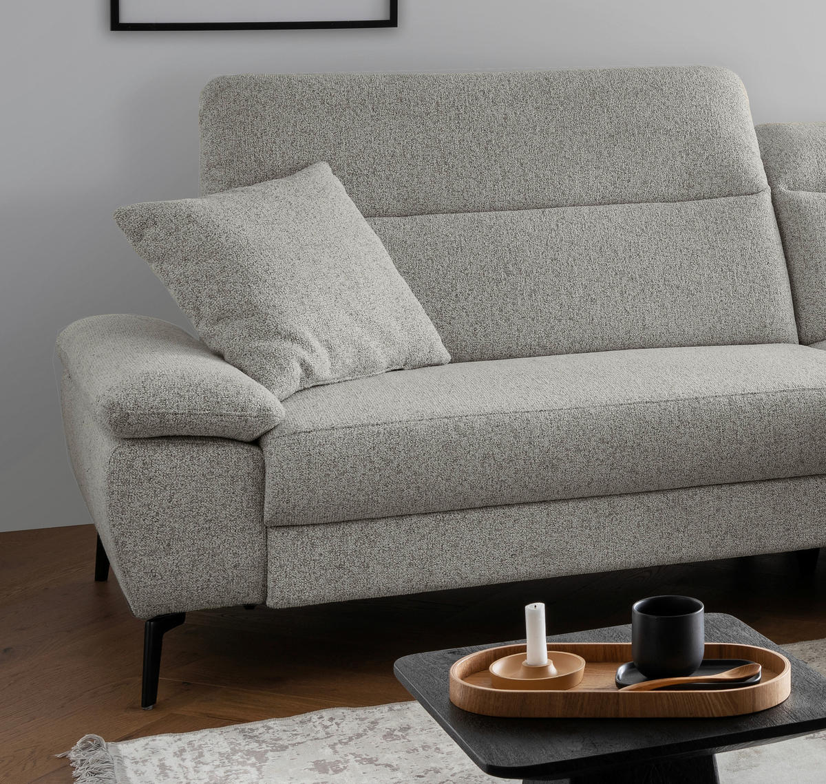 ECKSOFA Struktur Beige  - Beige/Schwarz, Konventionell, Textil/Metall (300/178cm) - Livetastic