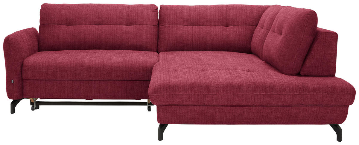 ECKSOFA in Flachgewebe, Leinenoptik Rot  - Rot/Schwarz, Modern, Textil/Metall (247/208cm) - Xora