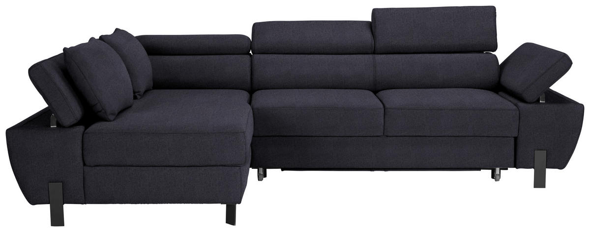 HÖRNSOFFA i vävt tyg mörkblå  - svart/mörkblå, Modern, metall/textil (93/90/277cm) - MID.YOU