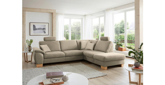 ECKSOFA in Mikrofaser Naturfarben  - Wildeiche/Beige, Natur, Holz/Textil (286/236cm) - Voleo