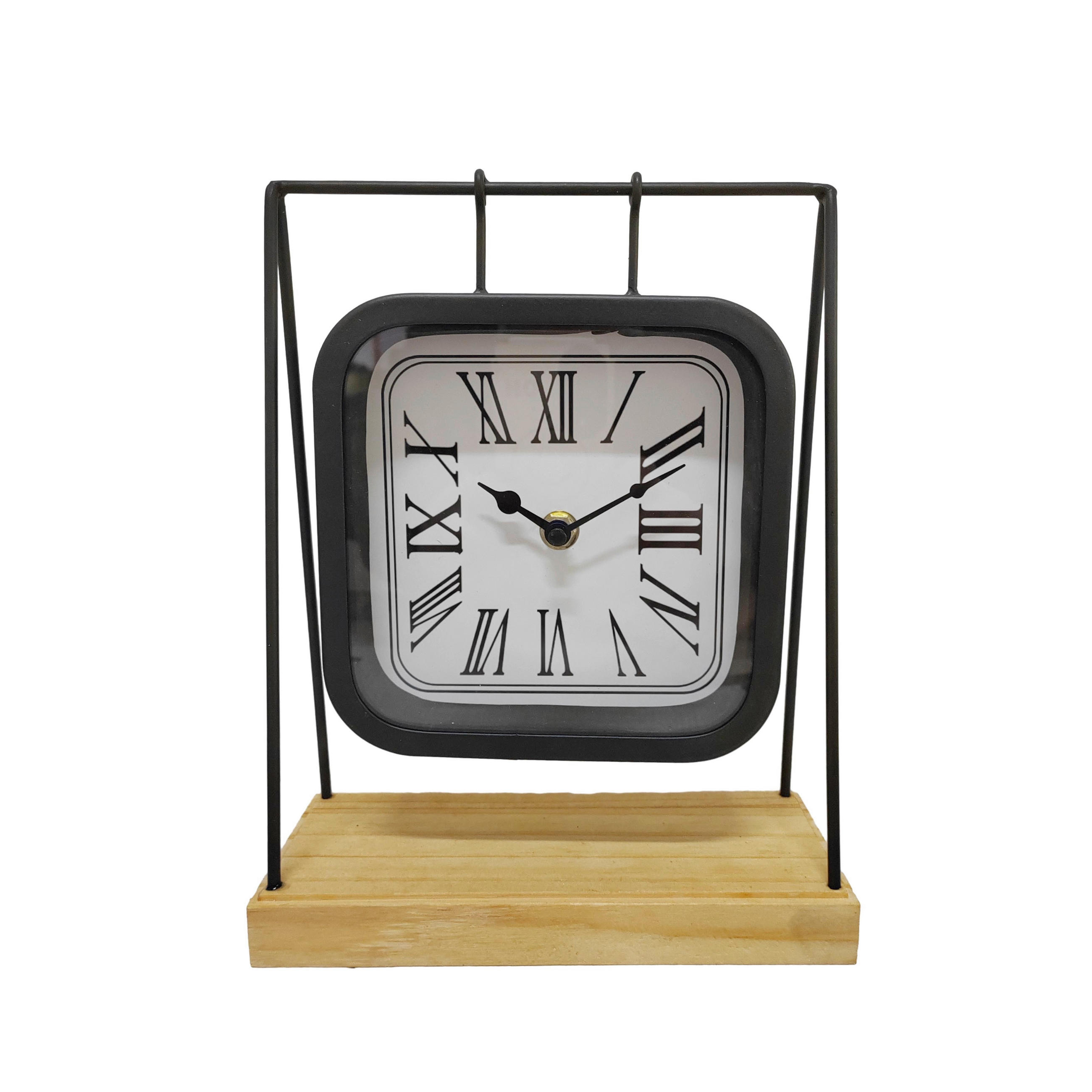 TISCHUHR Braun, Schwarz 20/25/8 cm  - Schwarz/Braun, LIFESTYLE, Glas/Holzwerkstoff (20/25/8cm) - Ambia Home