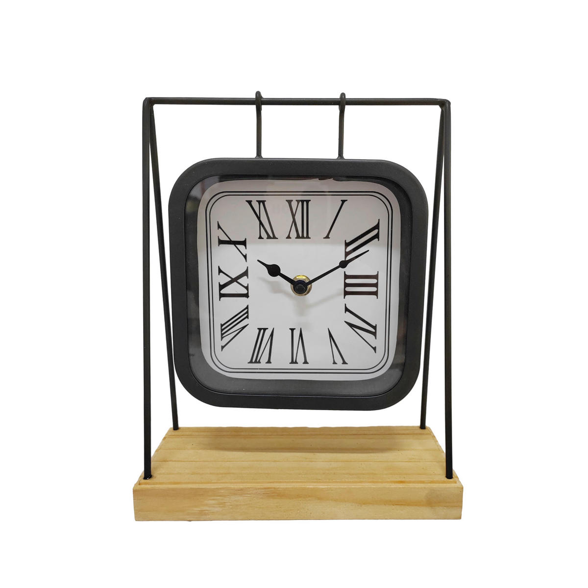 BORDSKLOCKA brun, svart 20/25/8 cm  - brun/svart, Lifestyle, metall/trämaterial (20/25/8cm) - Ambia Home