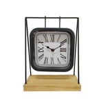 TISCHUHR Braun, Schwarz 20/25/8 cm  - Schwarz/Braun, LIFESTYLE, Glas/Holzwerkstoff (20/25/8cm) - Ambia Home