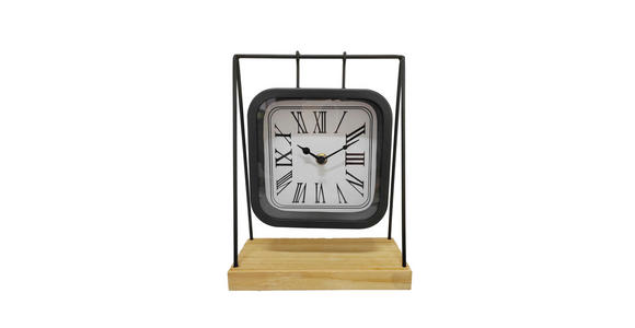 TISCHUHR Braun, Schwarz 20/25/8 cm  - Schwarz/Braun, LIFESTYLE, Glas/Holzwerkstoff (20/25/8cm) - Ambia Home