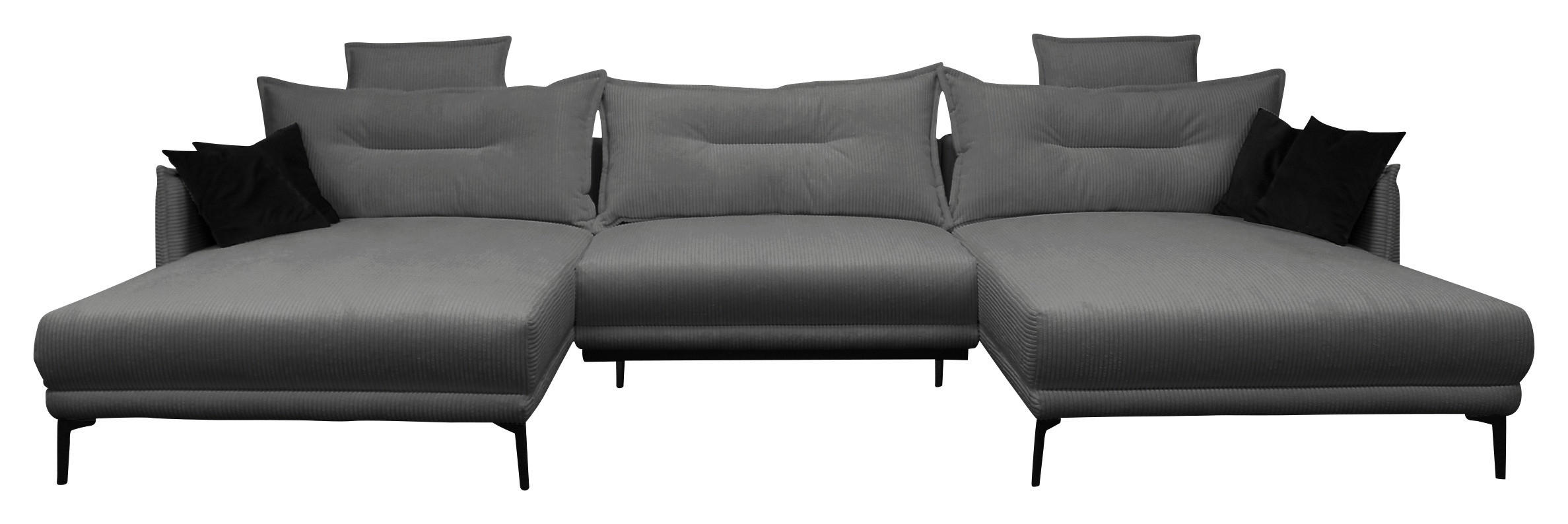 WOHNLANDSCHAFT NUOVO U Grau Cord  - Schwarz/Grau, Design, Textil/Metall (194/360/194cm) - MID.YOU