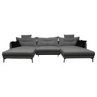 WOHNLANDSCHAFT NUOVO U Grau Cord  - Schwarz/Grau, Design, Textil/Metall (194/360/194cm) - MID.YOU