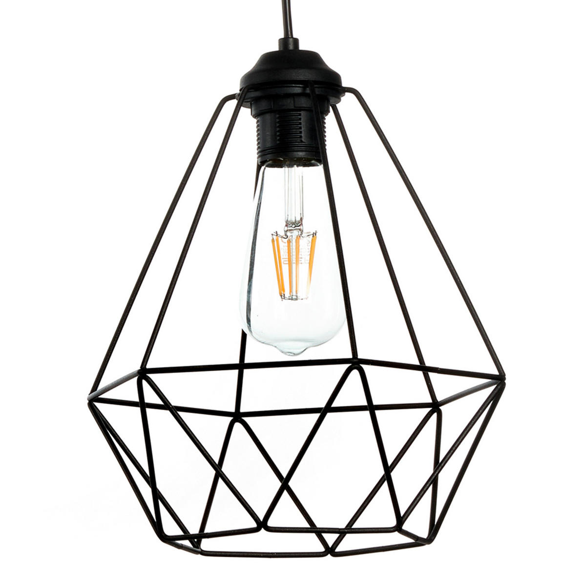 HÄNGELEUCHTE 60/24/90 cm   - Hellbraun/Schwarz, Basics, Holz/Metall (60/24/90cm)