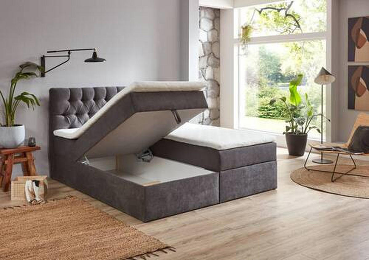 BOXBETT 180/200 cm  in Grau  - Schwarz/Grau, Modern, Kunststoff/Textil (180/200cm) - MID.YOU