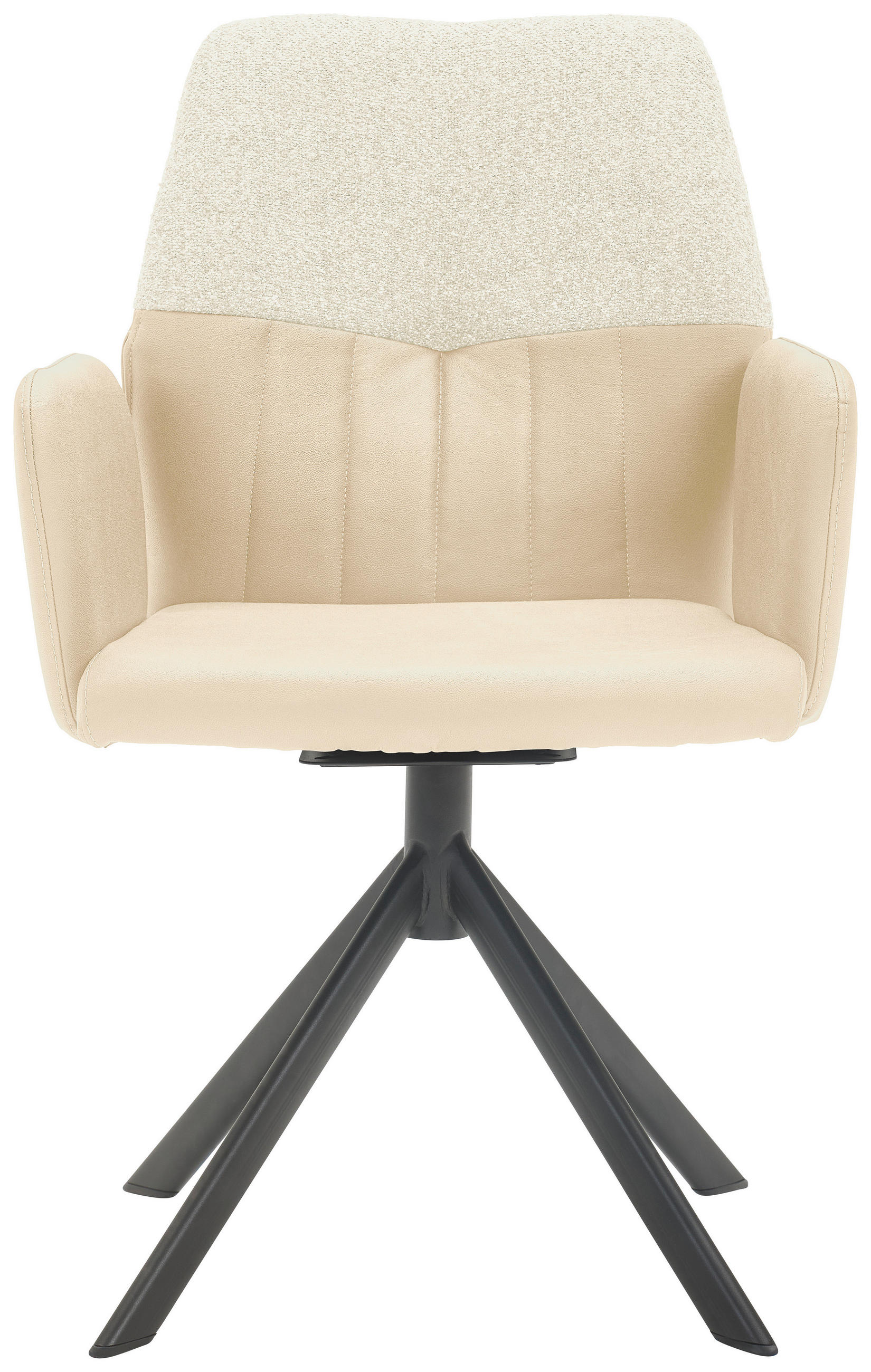 ARMLEHNSTUHL in Lederlook, Webstoff - Beige/Schwarz, Konventionell, Textil/Metall (57/87/63cm) - Valdera