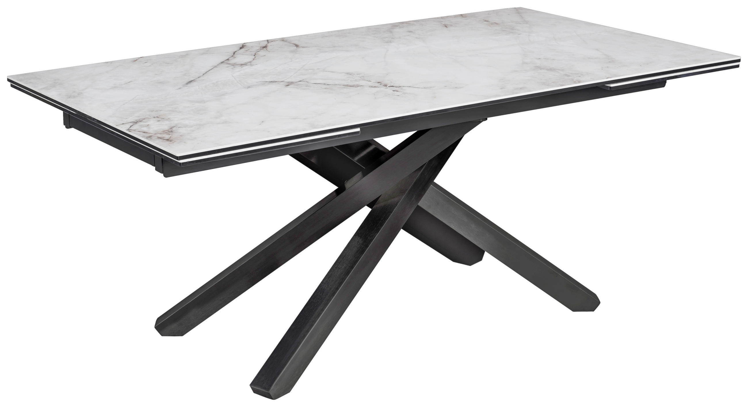 ESSTISCH in Metall, Glas, Keramik 180-280/76/98 cm  - Schwarz/Weiß, Design, Glas/Keramik (180-280/76/98cm) - Novel